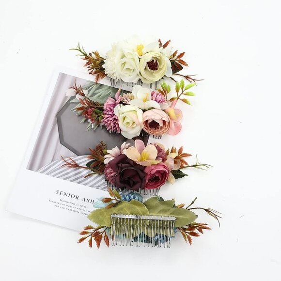 1 Pack Large Artificial Flower Metal Hair - Picture 2 of 7